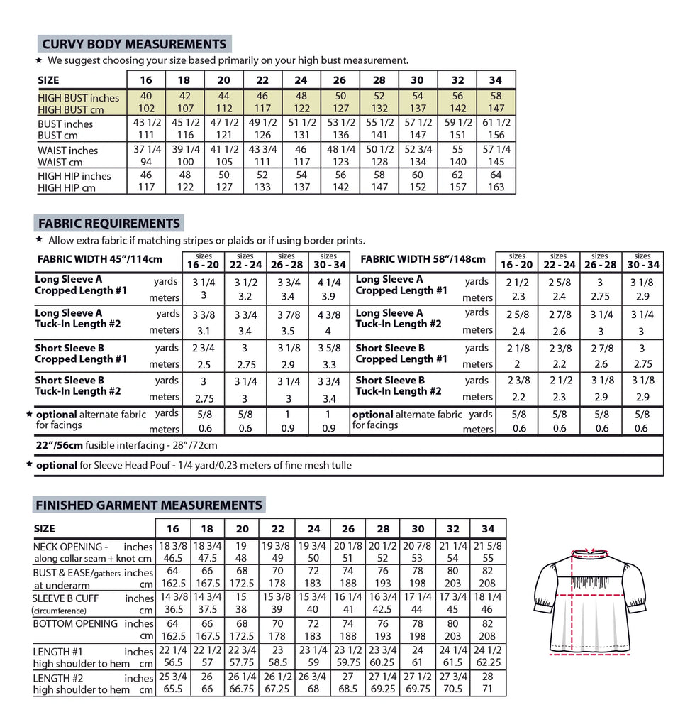 Regalia Blouse Sewing Pattern | Plus Sizes 16-34-Sewing Pattern-Frankie Rose Fabrics