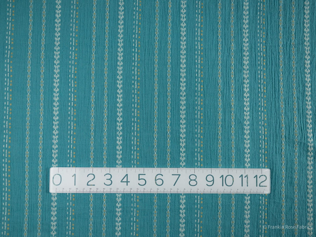 Athena Yarn Dyed Gauze in Teal-Fabric-Frankie Rose Fabrics