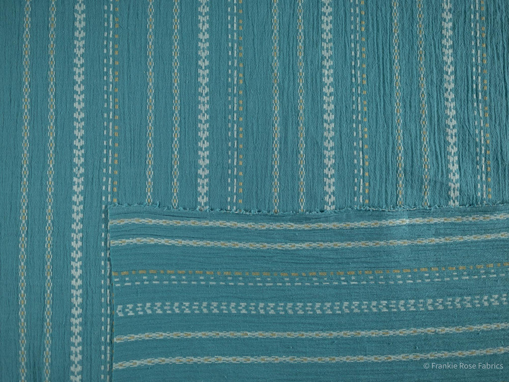 Athena Yarn Dyed Gauze in Teal-Fabric-Frankie Rose Fabrics