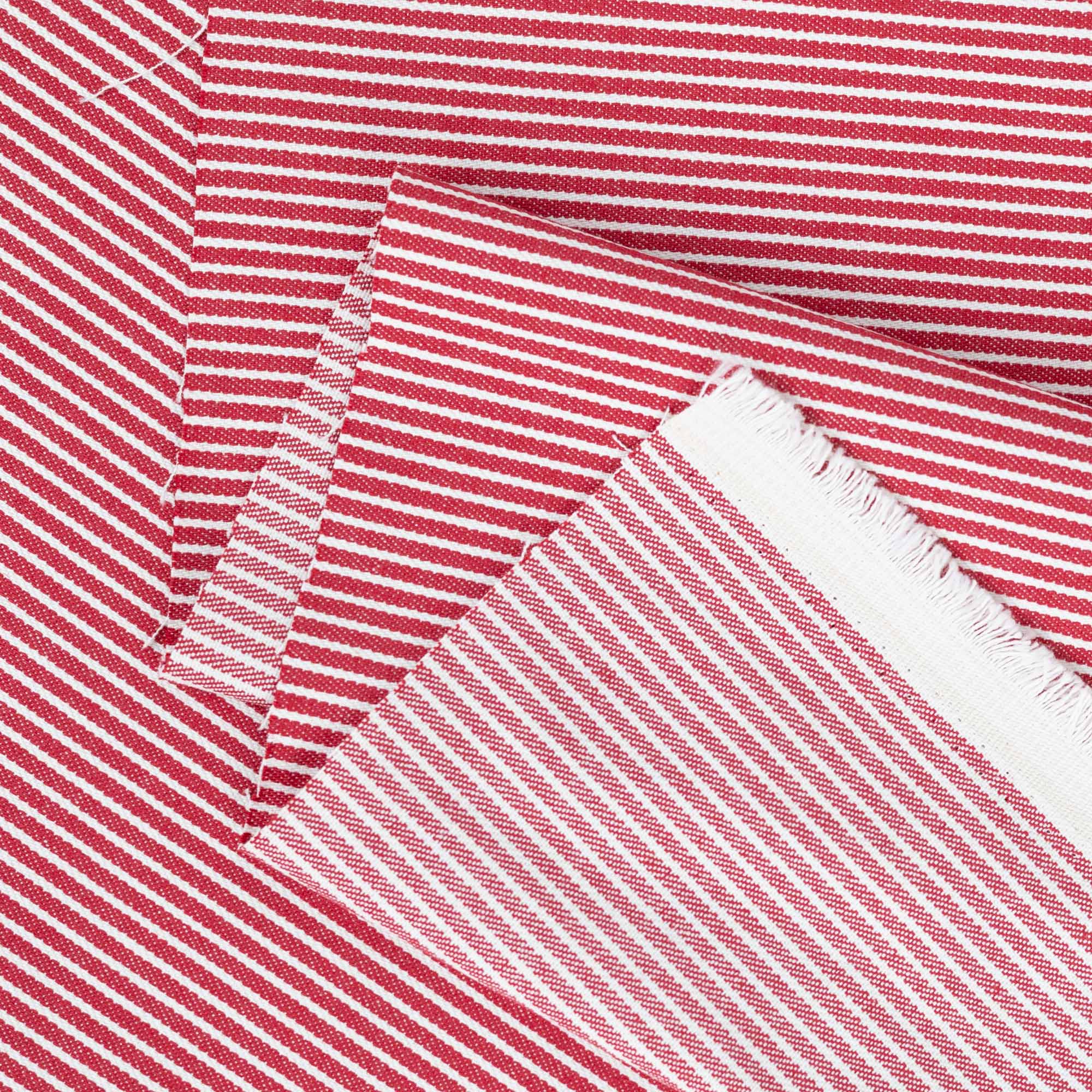 Red Railroad Striped Denim Fabric by the Yard for Jeans, Jackets
