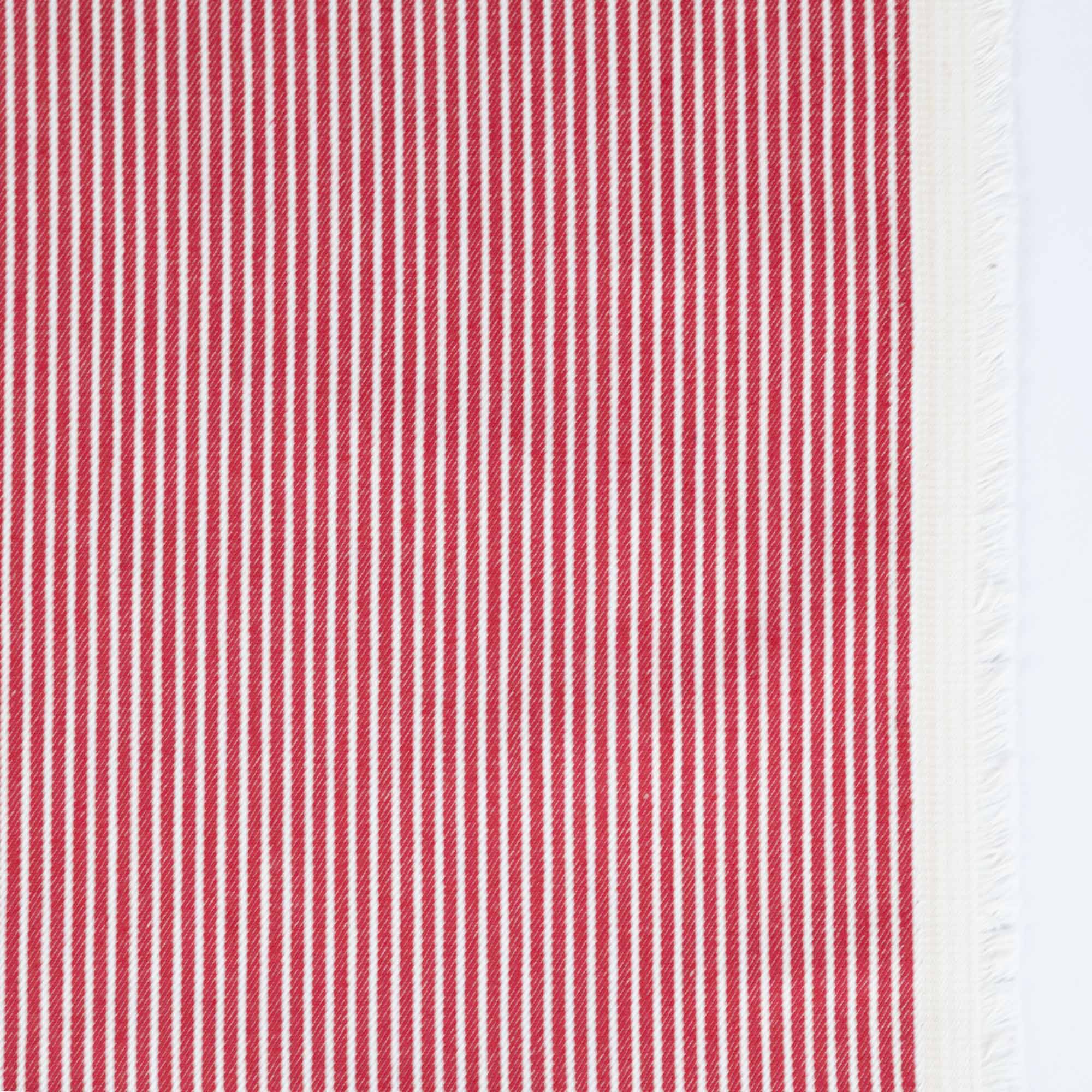 Red Railroad Striped Denim Fabric by the Yard for Jeans, Jackets