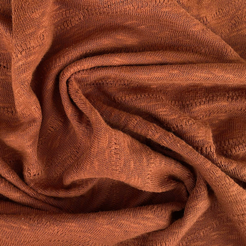 Organic Cotton Slub Sweater Knit in Cinnamon-Fabric-Frankie Rose Fabrics