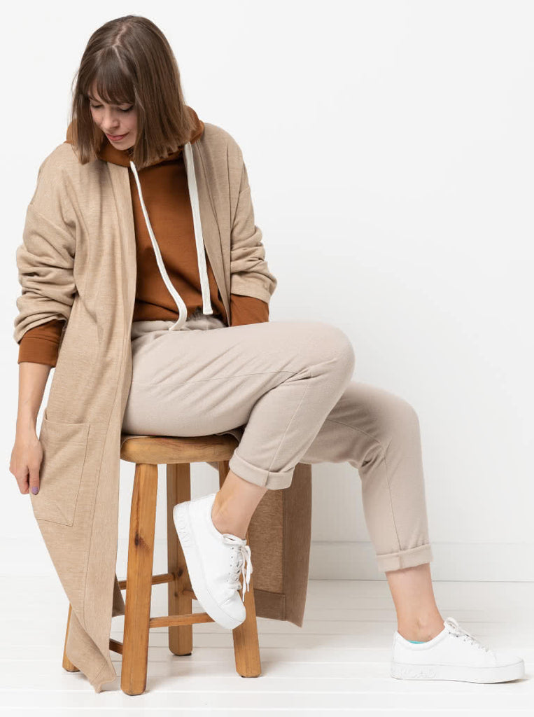 Sigrid Knit Longline Cardigan Sewing Pattern, US Sizes 0-32-Sewing Pattern-Frankie Rose Fabrics