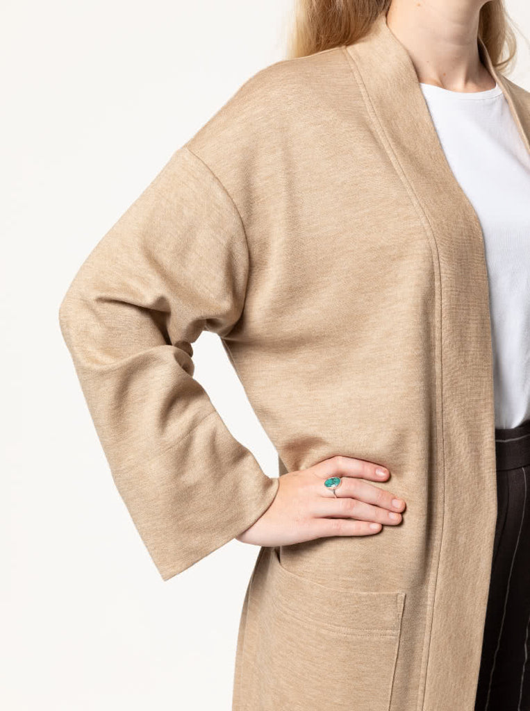 Sigrid Knit Longline Cardigan Sewing Pattern, US Sizes 0-32-Sewing Pattern-Frankie Rose Fabrics