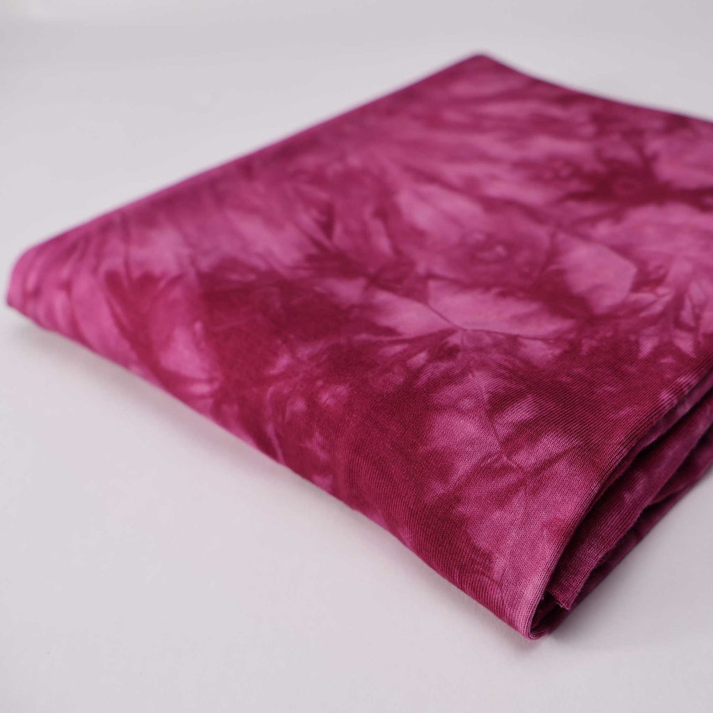 Flowy Bamboo Tie Dye Jersey in Bordeaux-Fabric-Frankie Rose Fabrics