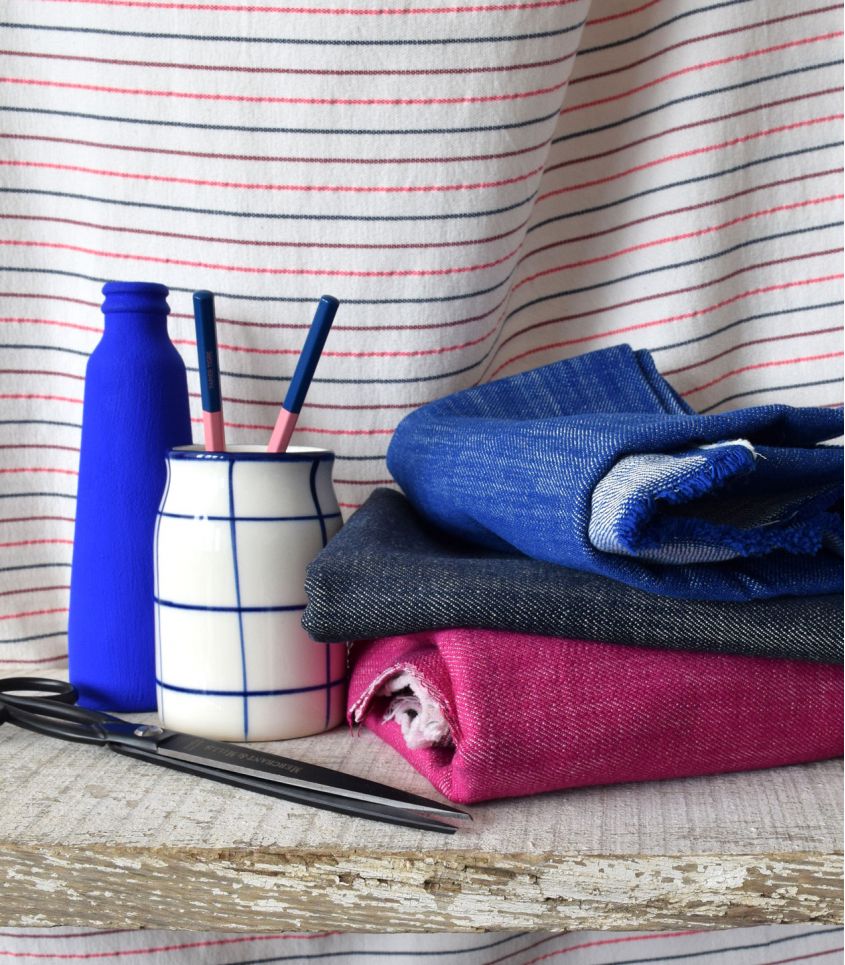 Soft Italian Midweight Denim in Vintage Navy-Fabric-Frankie Rose Fabrics