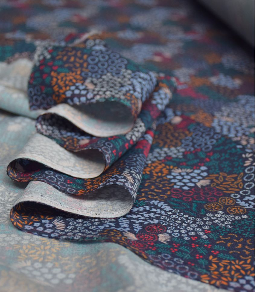 French Viscose Challis in Botanical Garden-Fabric-Frankie Rose Fabrics