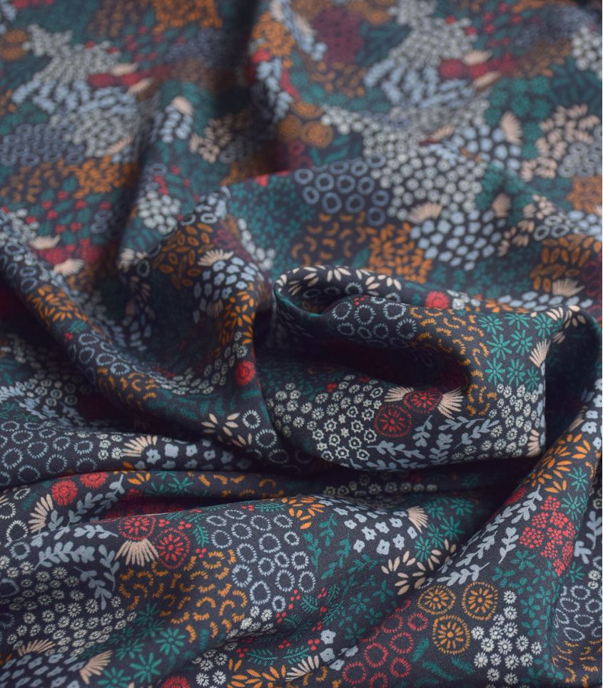 French Viscose Challis in Botanical Garden-Fabric-Frankie Rose Fabrics