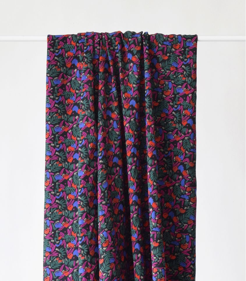 Viscose Rayon Challis from France in Pome Forêt-Fabric-Frankie Rose Fabrics