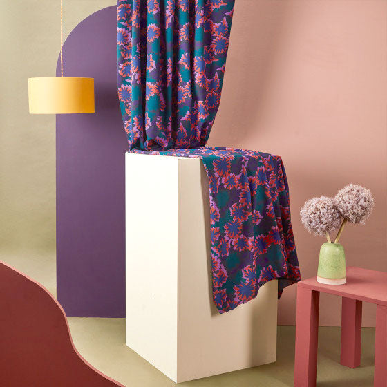 Lightweight Viscose Fabric in Waterlily Night-Fabric-Frankie Rose Fabrics