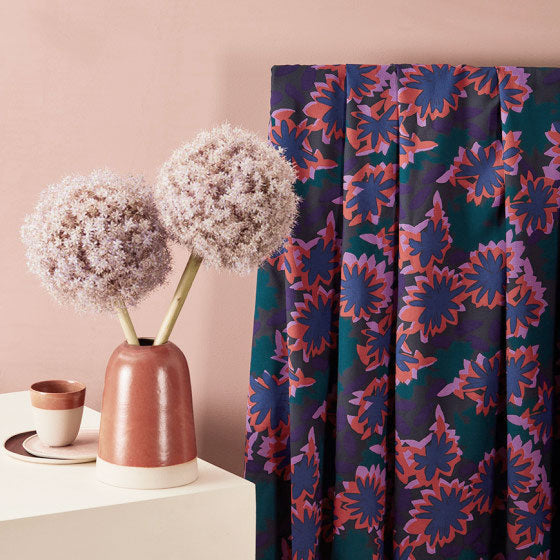 Lightweight Viscose Fabric in Waterlily Night-Fabric-Frankie Rose Fabrics