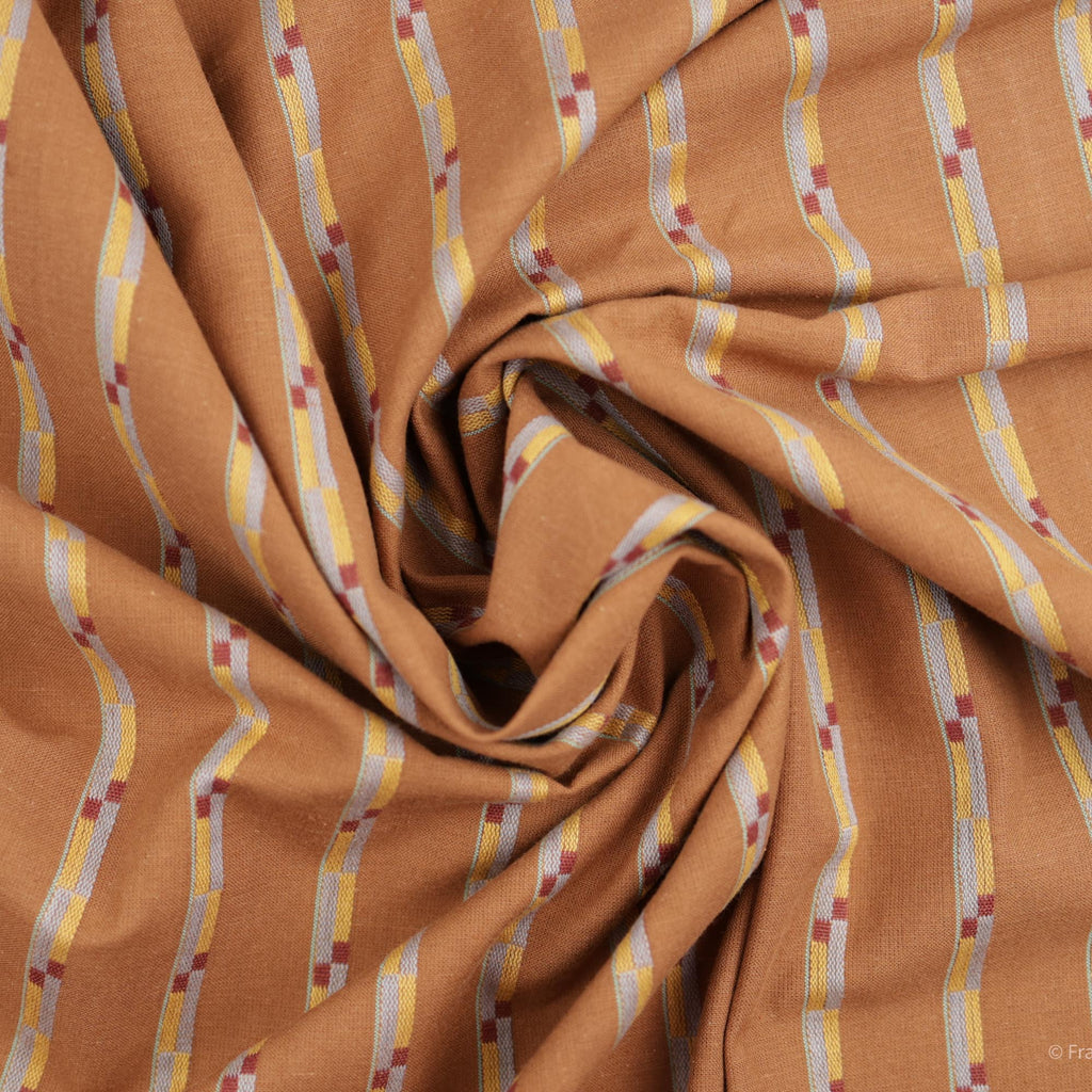 Track Stripe Cotton in Umber-Fabric-Frankie Rose Fabrics