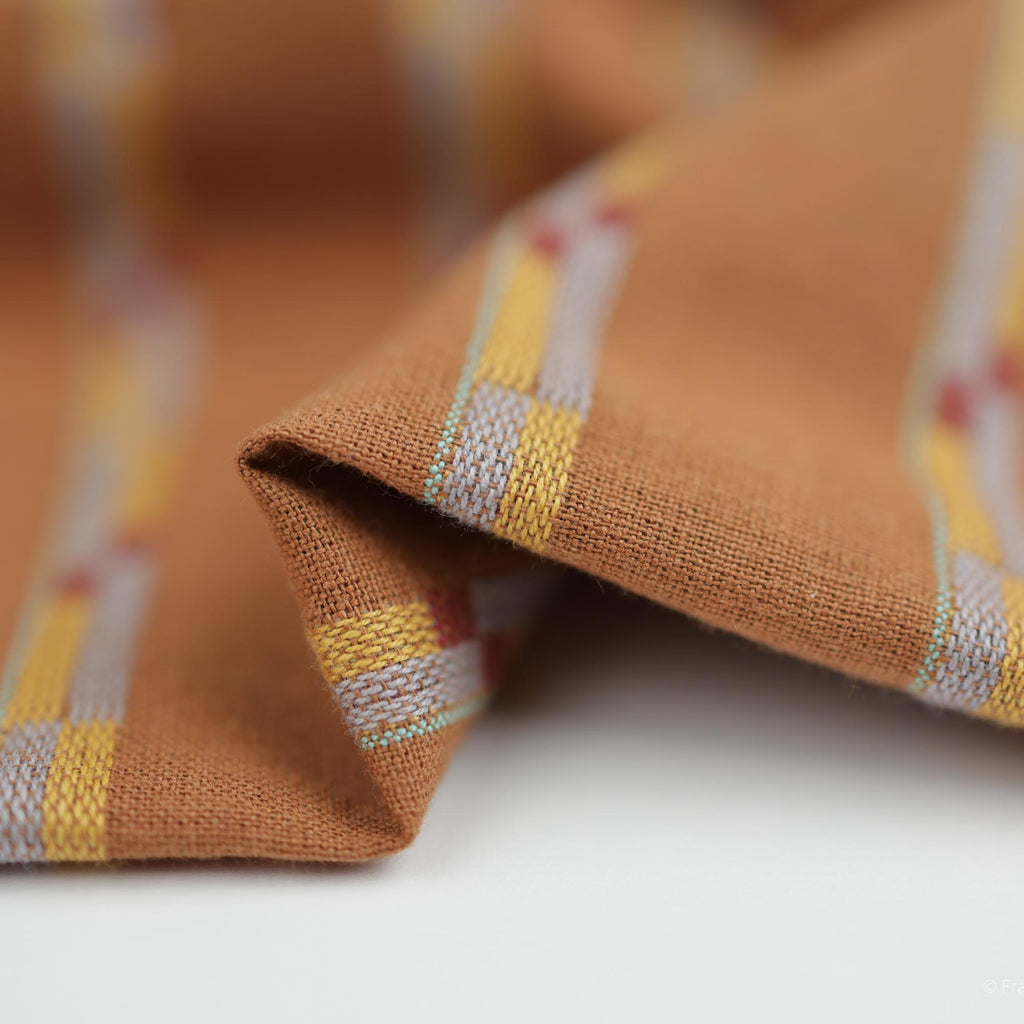 Track Stripe Cotton in Umber-Fabric-Frankie Rose Fabrics