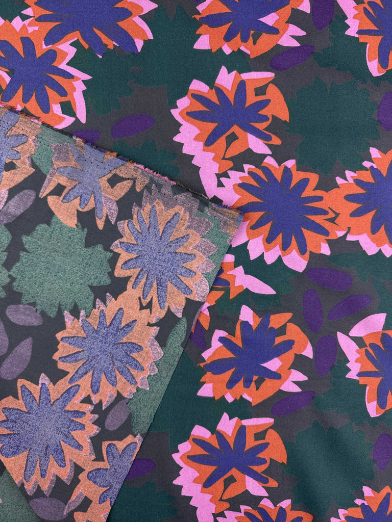 Lightweight Viscose Fabric in Waterlily Night-Fabric-Frankie Rose Fabrics