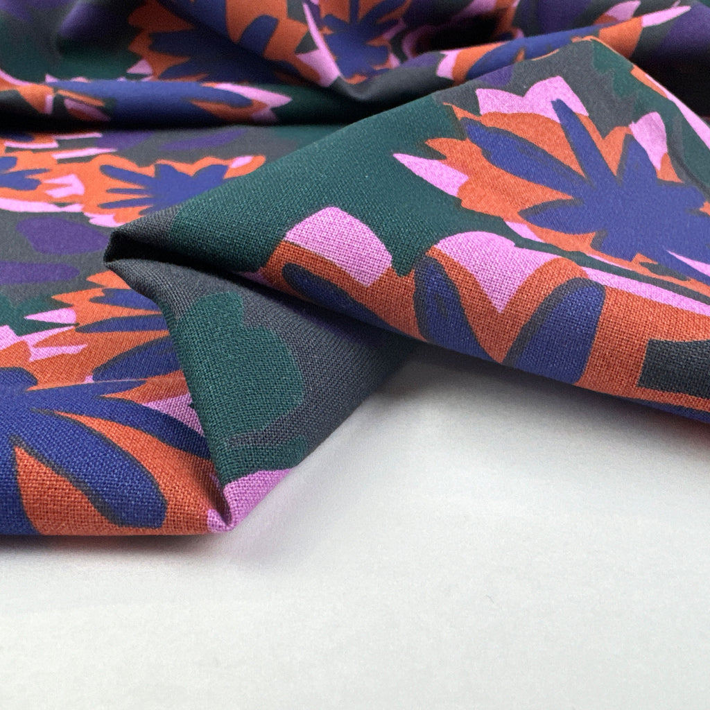 Lightweight Viscose Fabric in Waterlily Night-Fabric-Frankie Rose Fabrics