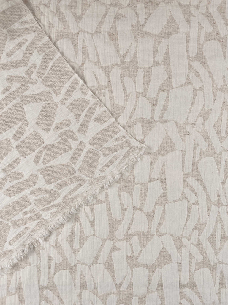 Weston Linen Cotton Jacquard in Oatmeal-Fabric-Frankie Rose Fabrics
