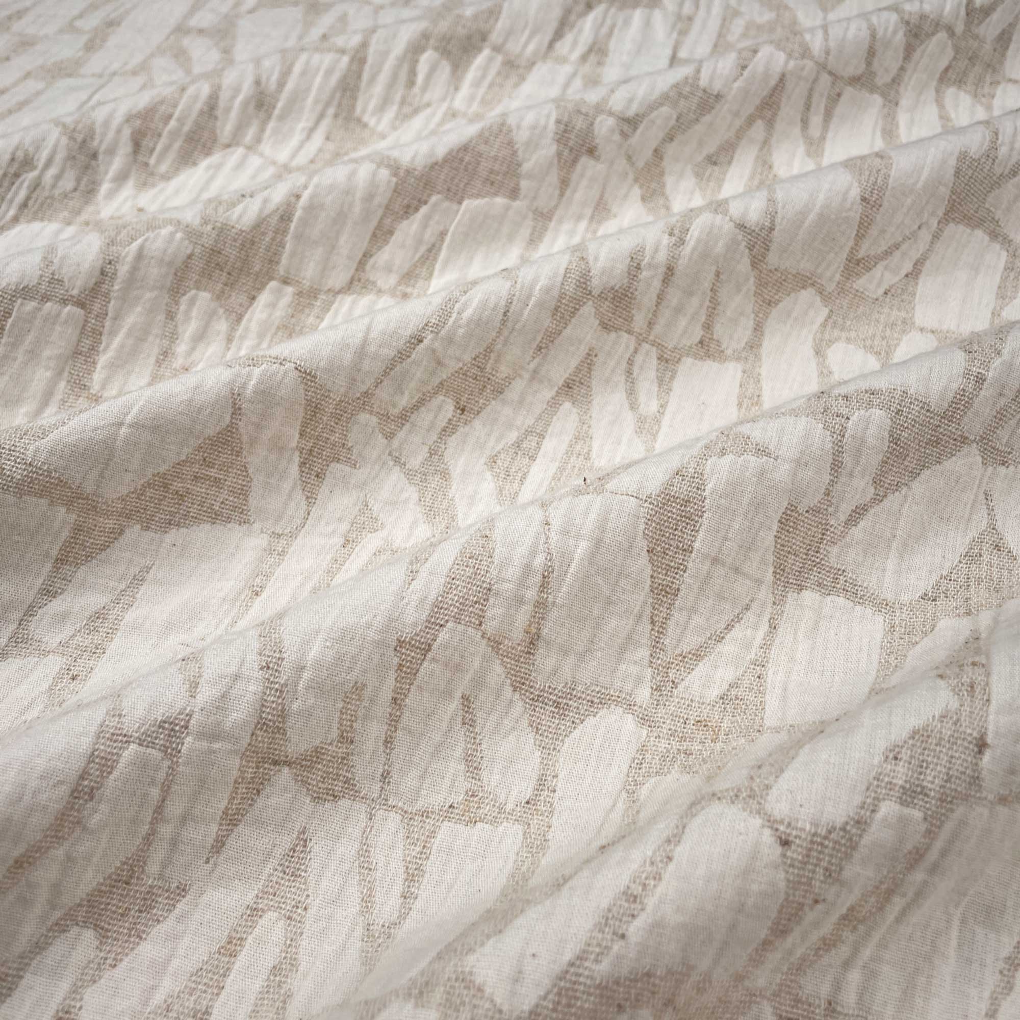 Cotton Linen Jacquard Fabric for Clothing in Oatmeal