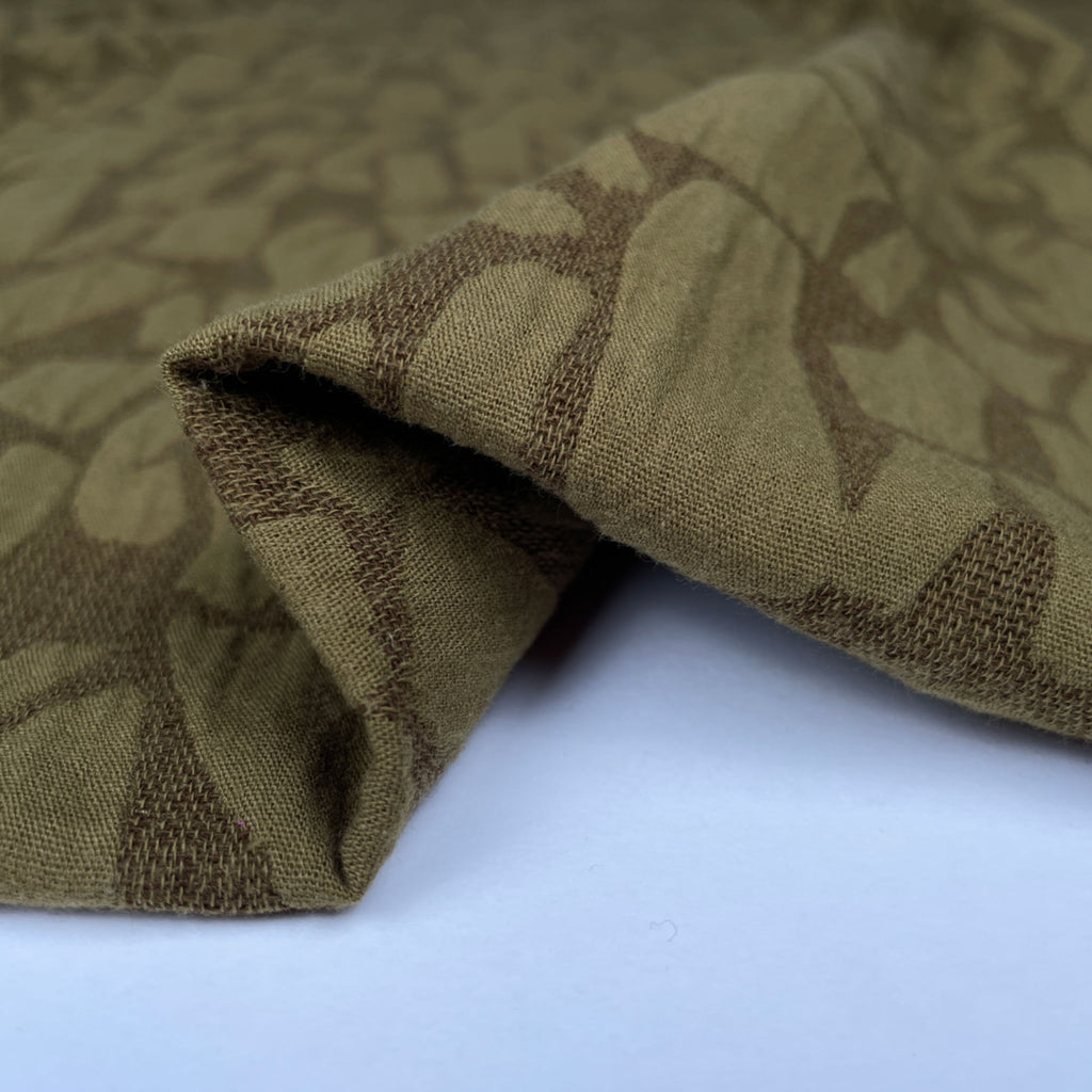 Weston Linen Cotton Jacquard in Olive-Fabric-Frankie Rose Fabrics
