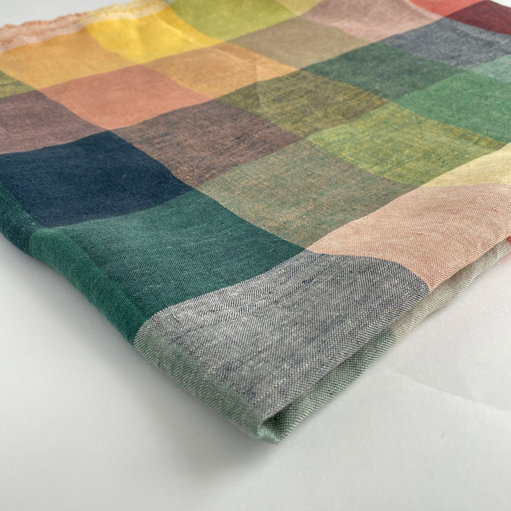 Sugar Dreams Laundered Linen Check Fabric-Fabric-Frankie Rose Fabrics