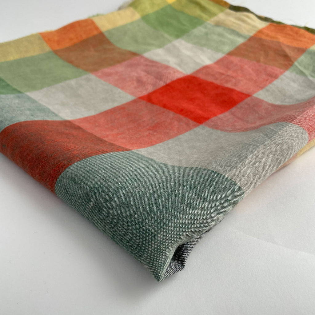 Sugar Dreams Laundered Linen Check Fabric-Fabric-Frankie Rose Fabrics