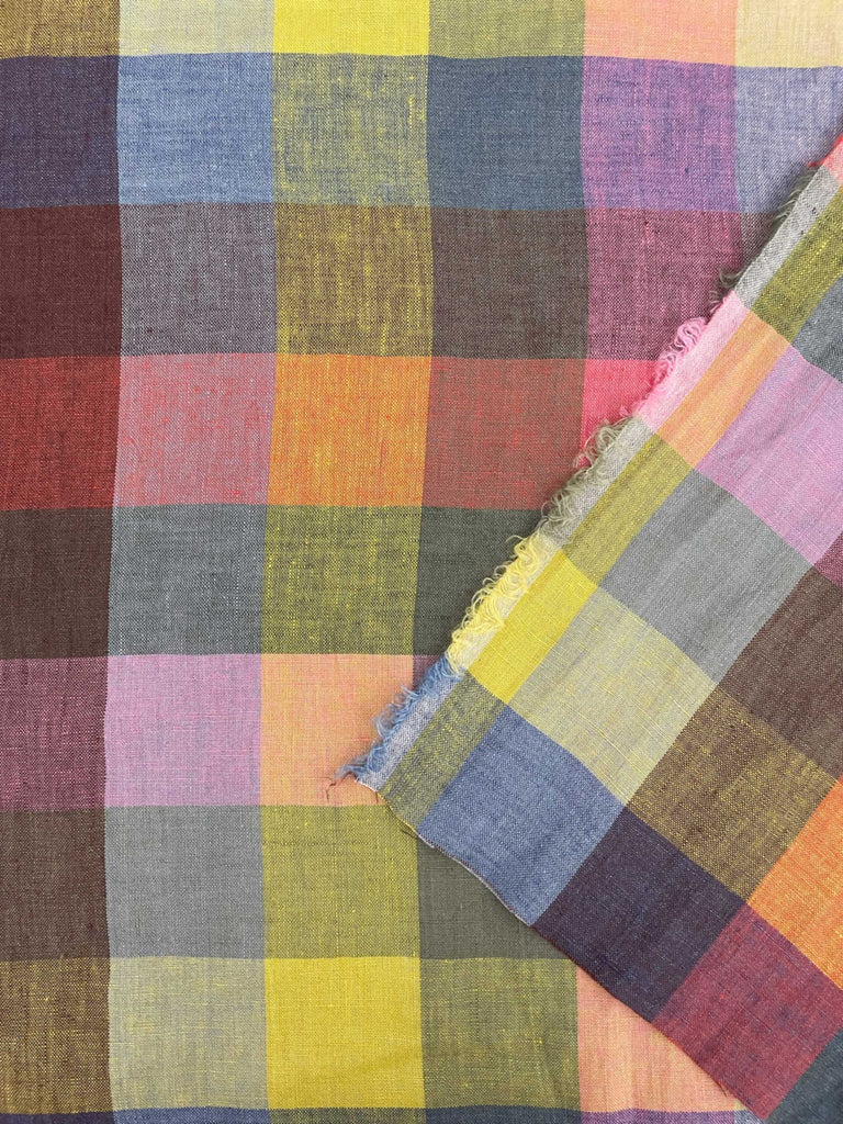 Festival Laundered Linen Check Fabric-Fabric-Frankie Rose Fabrics