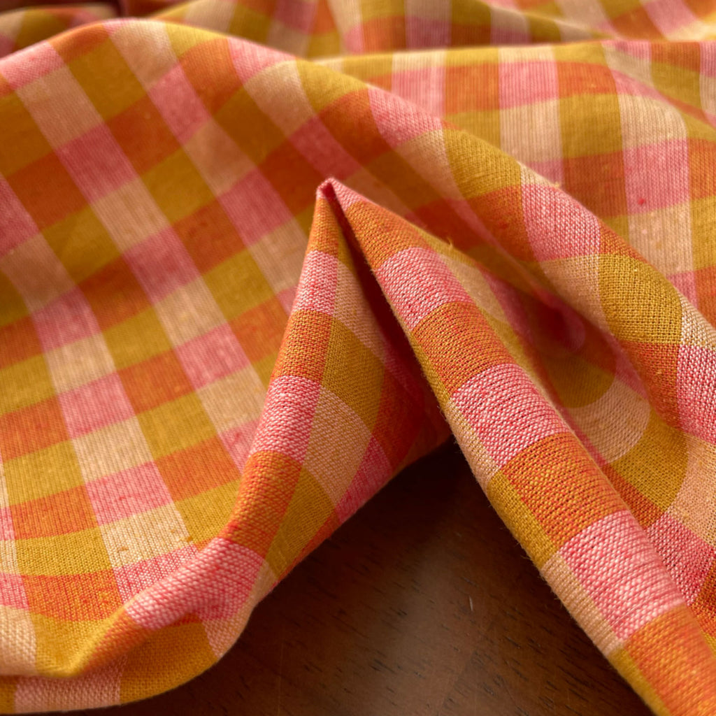 Rhubarb & Custard Linen Cotton Check from Merchant & Mills