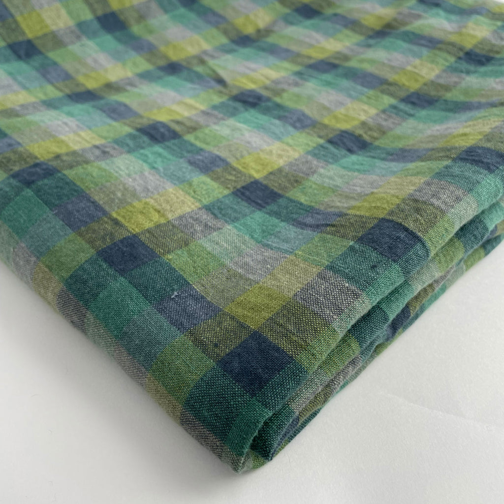 Following Laundered Linen Check Fabric-Fabric-Frankie Rose Fabrics