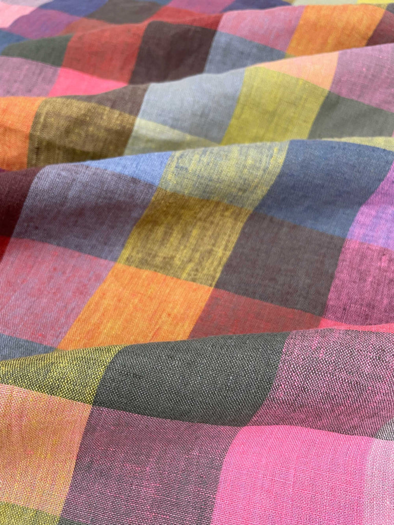 Festival Laundered Linen Check Fabric-Fabric-Frankie Rose Fabrics