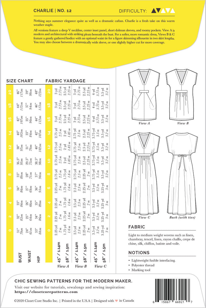 Charlie Caftan Dress Sewing Pattern | Frankie Rose Fabrics