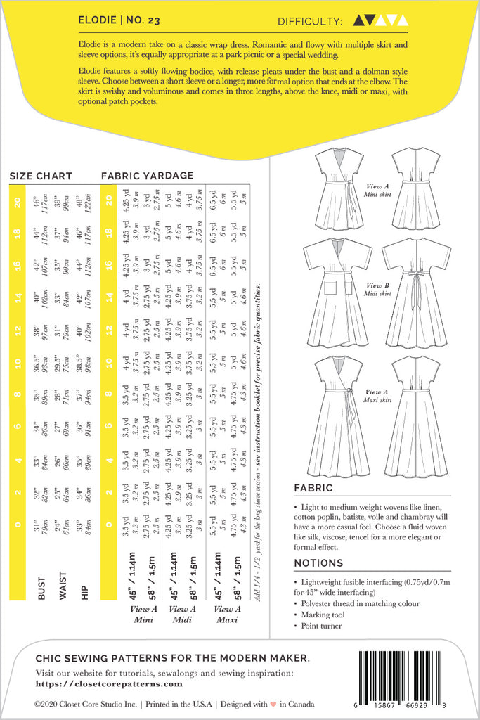 Elodie Dress Women's Sewing Pattern | Frankie Rose Fabrics