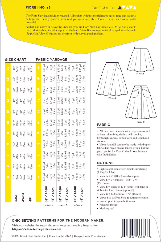 Fiore Wrap Skirt Sewing Pattern | Frankie Rose Fabrics