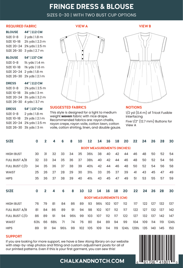 Fringe Dress & Blouse Sewing Pattern | Frankie Rose Fabrics
