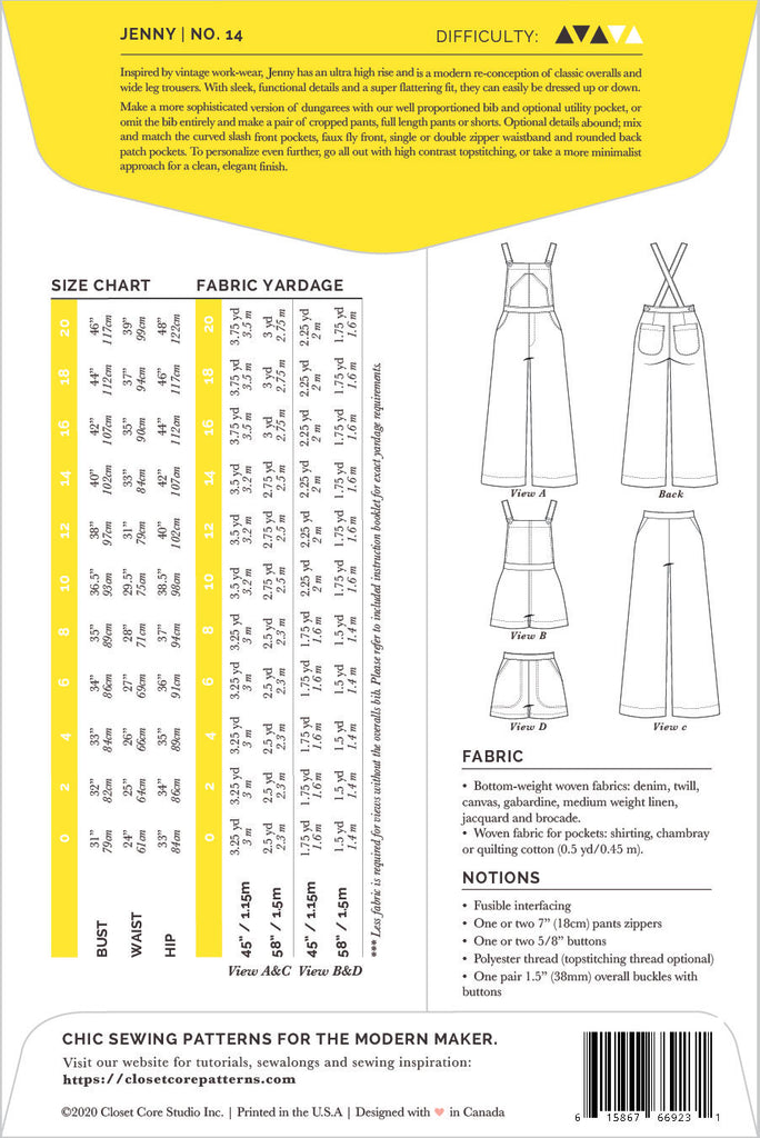 Jenny Pants & Overalls Sewing Pattern | Frankie Rose Fabrics
