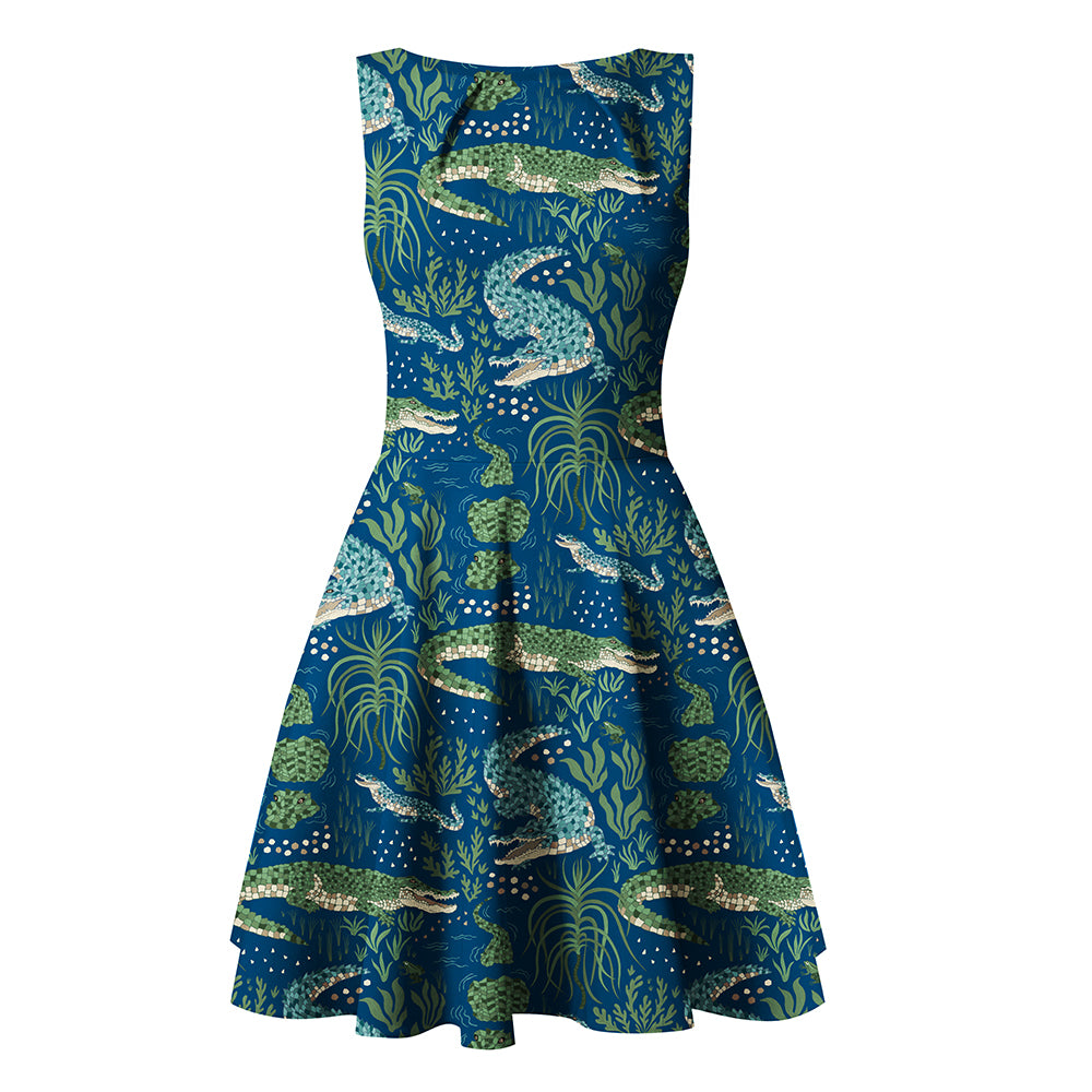 Blue Crocodiles Organic Cotton Jersey | Frankie Rose Fabrics