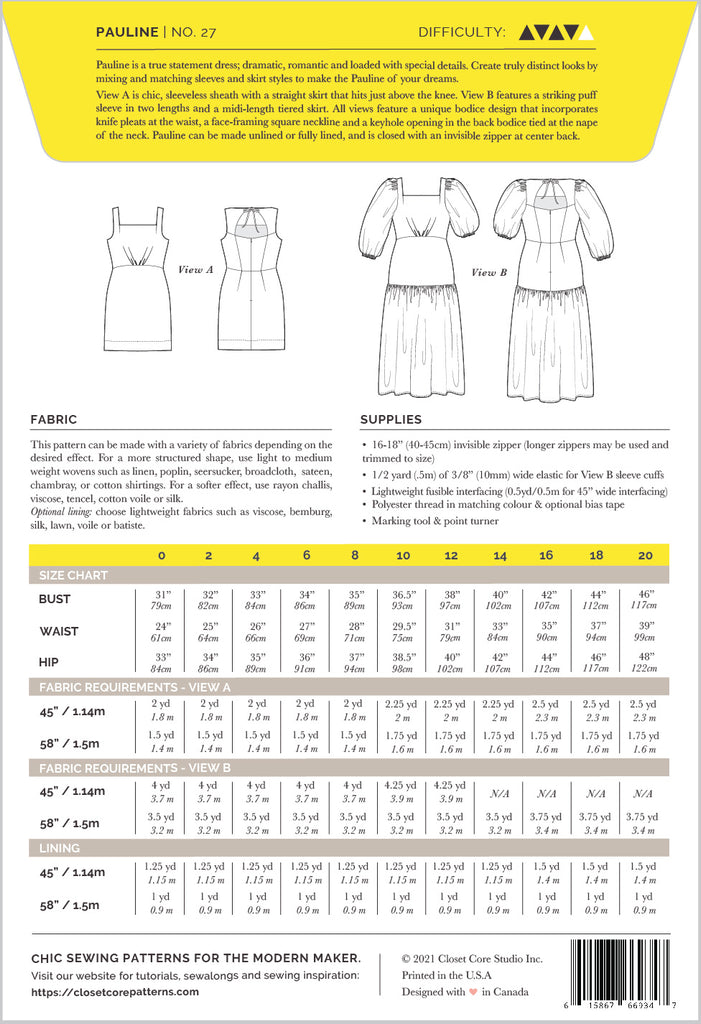 Pauline Dress Women's Sewing Pattern | Frankie Rose Fabrics