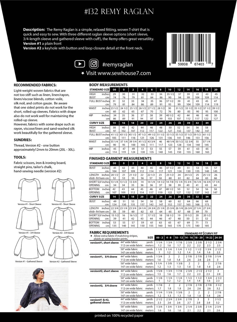 Remy Raglan Top Sewing Pattern | Frankie Rose Fabrics