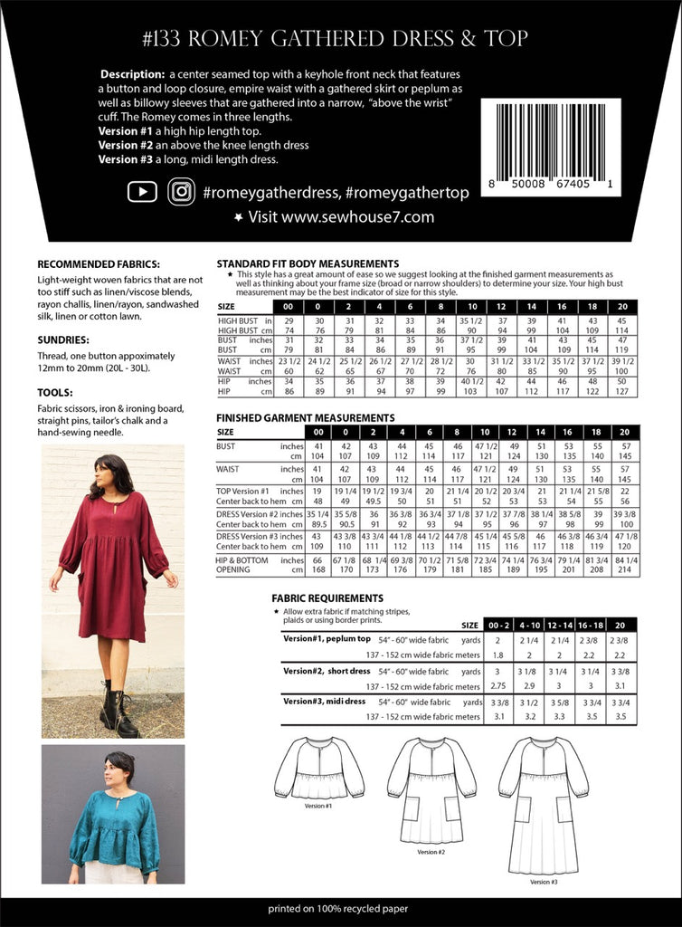 Romey Dress & Blouse Sewing Pattern | Frankie Rose Fabrics