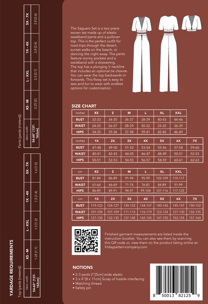Saguaro Set Top & Pants Pattern | Frankie Rose Fabrics
