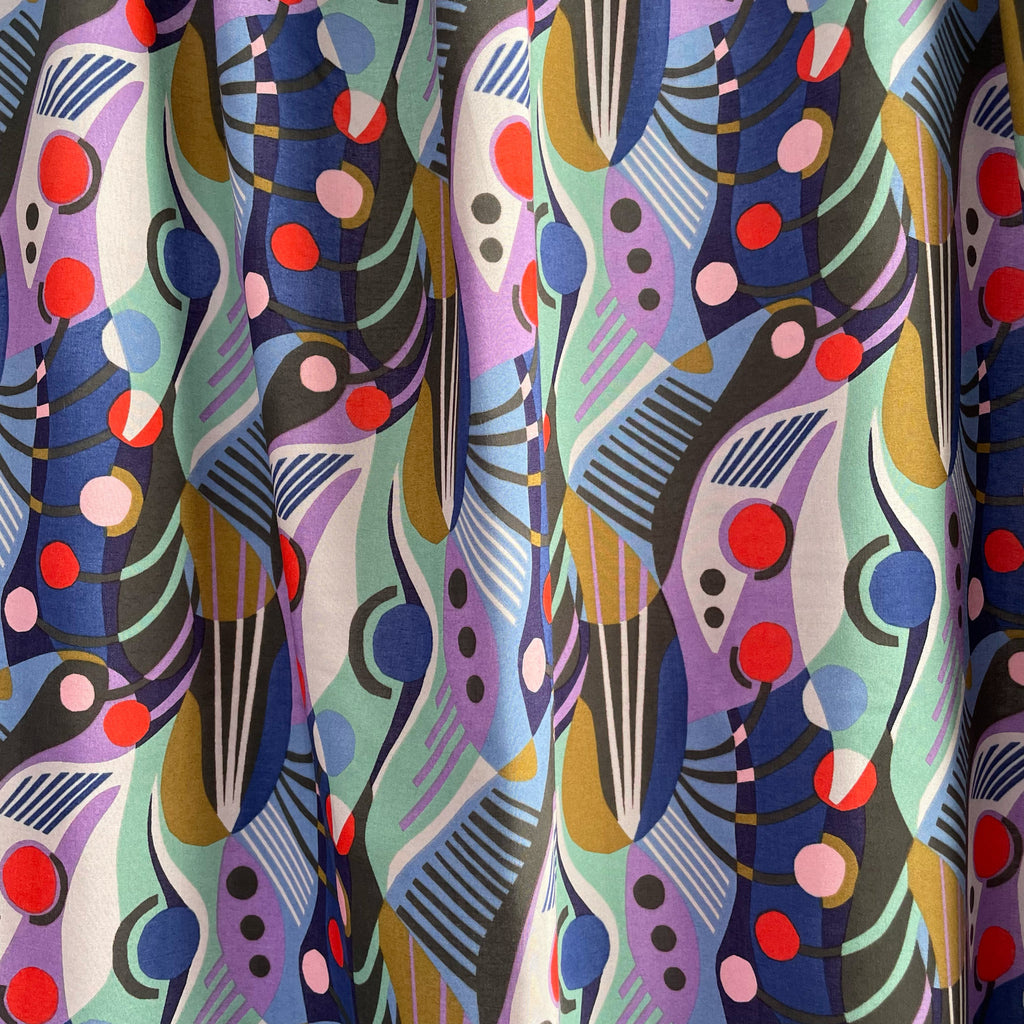 Rayon Challis Fabric in Abstract Dreams by Cloud9