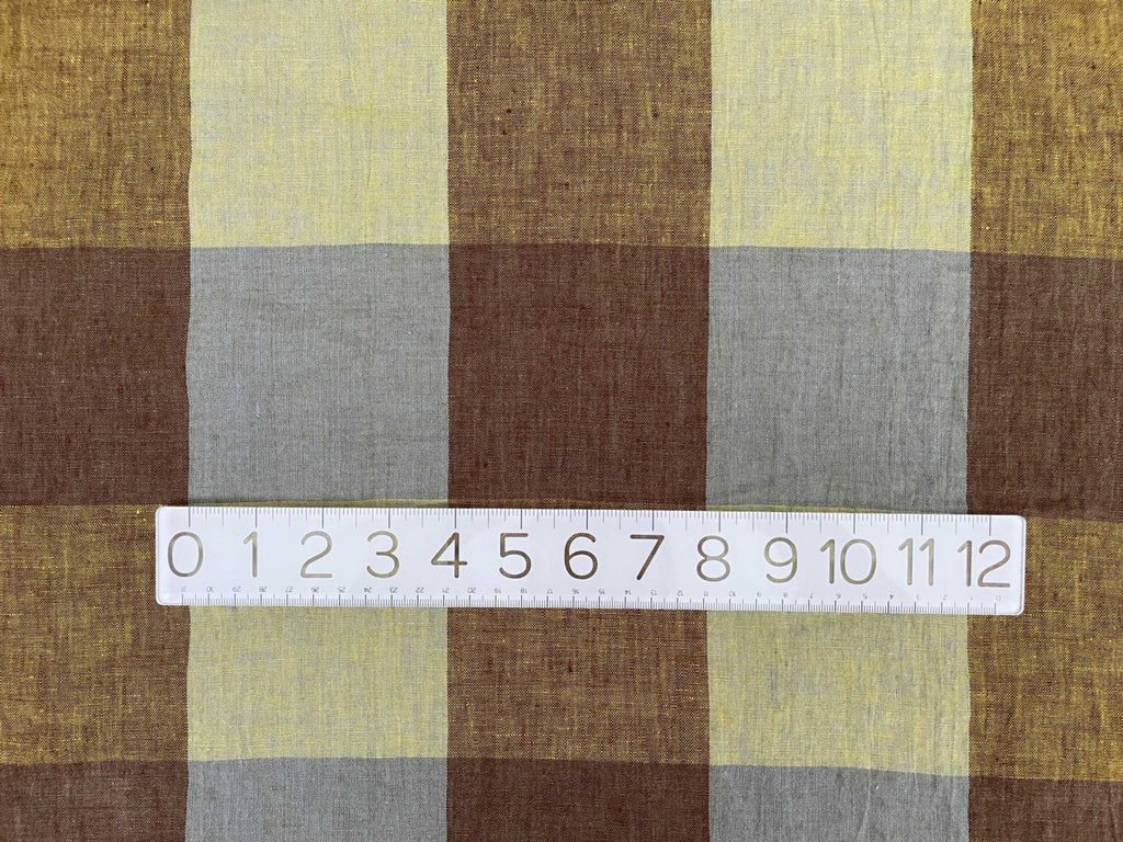 Hay Bale Blues Laundered Linen Check Fabric-Fabric-Frankie Rose Fabrics