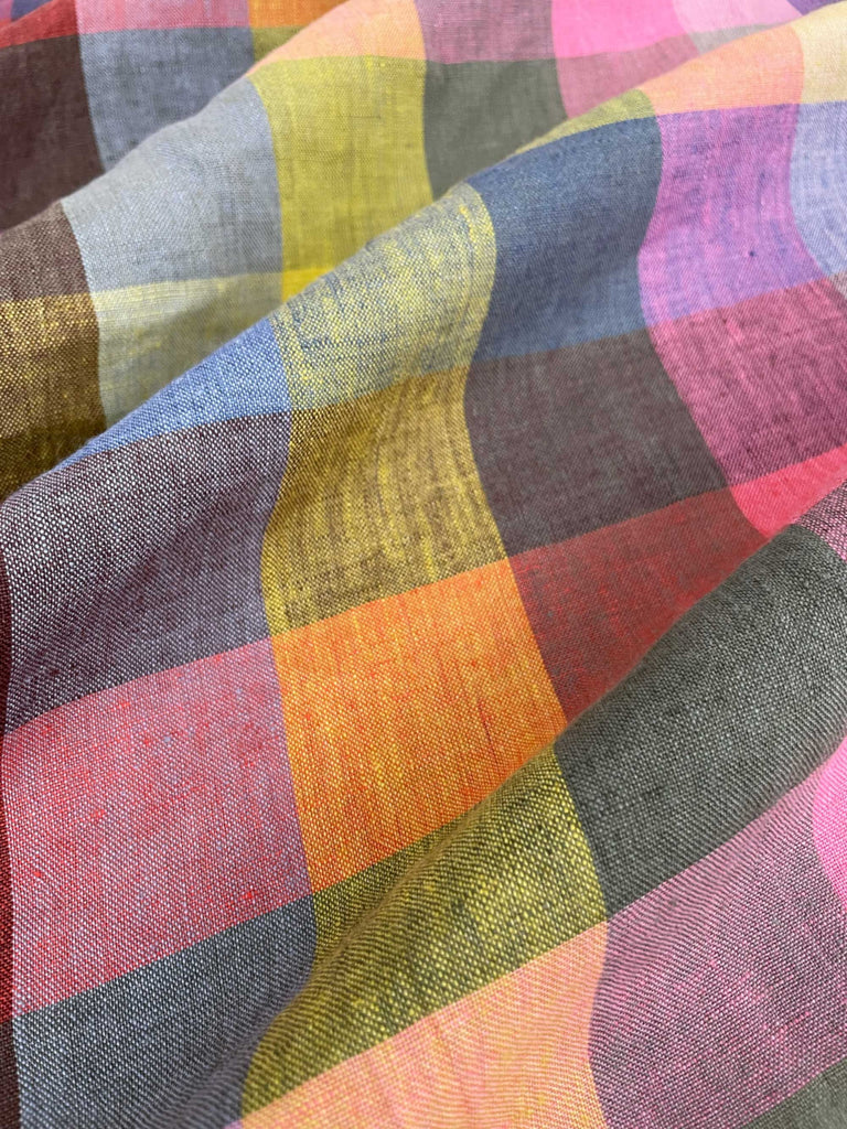 Festival Laundered Linen Check Fabric-Fabric-Frankie Rose Fabrics