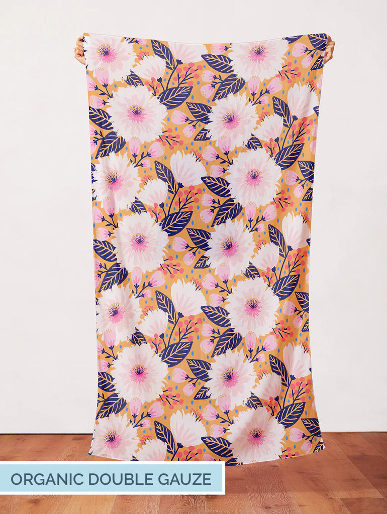 Organic Cotton Double Gauze in Dahlias–Frankie Rose Fabrics