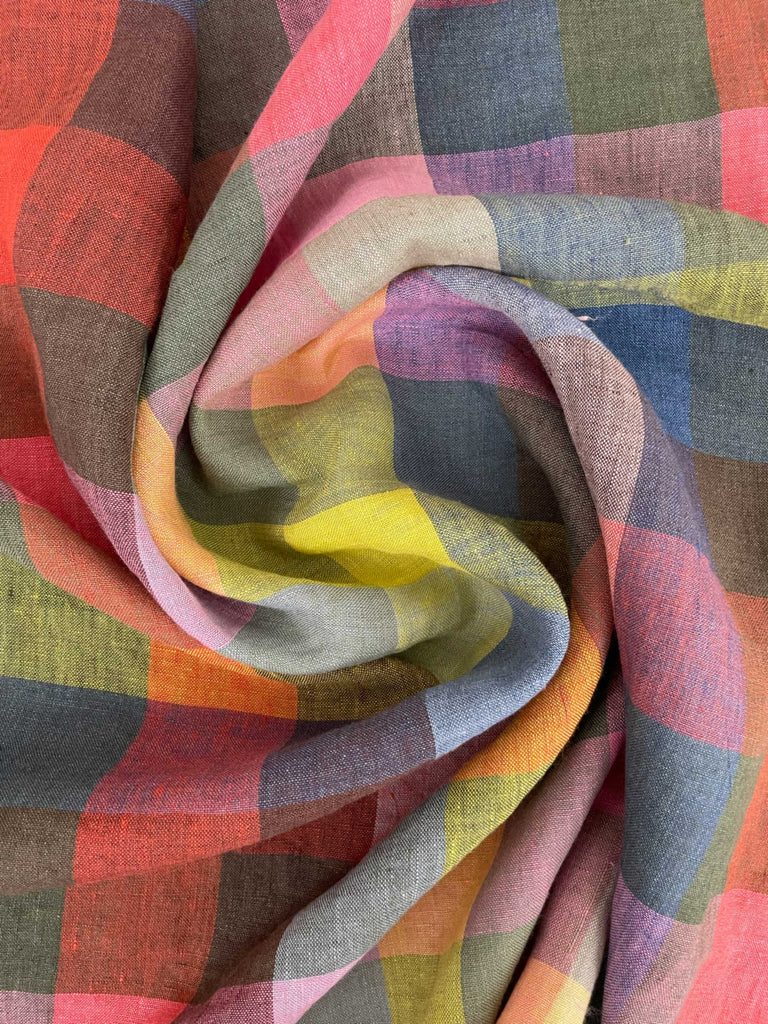 Festival Laundered Linen Check Fabric-Fabric-Frankie Rose Fabrics