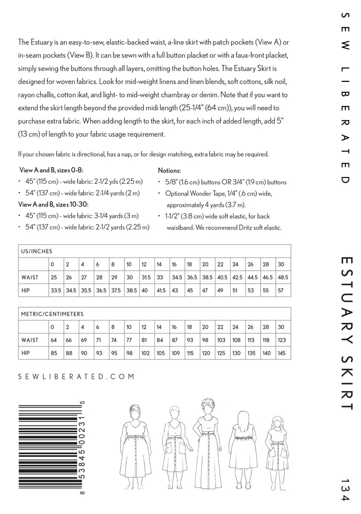 Estuary Skirt Women's Sewing Pattern | Frankie Rose Fabrics