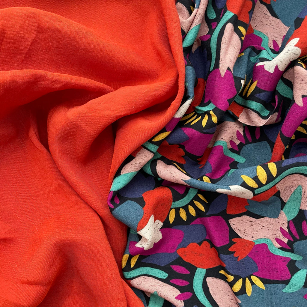 French Rayon Fabric in Night Blooms | Frankie Rose Fabrics