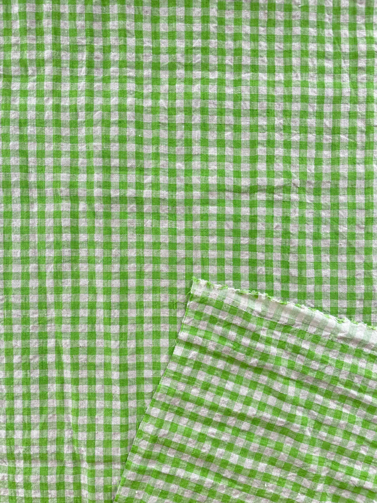 Linen Gingham Fabric in Bright Lime | Frankie Rose Fabrics