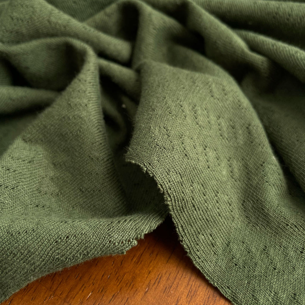 Organic Cotton Pointelle in Green | Frankie Rose Fabrics