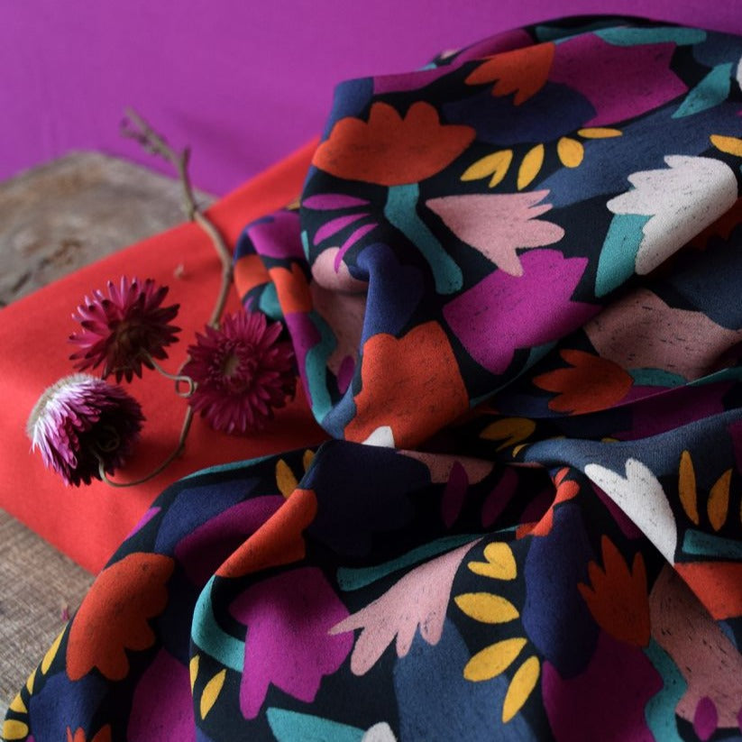 French Rayon Fabric in Night Blooms | Frankie Rose Fabrics