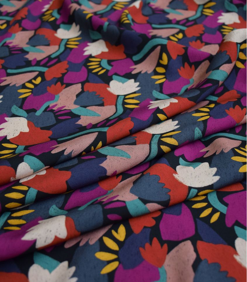 French Rayon Fabric in Night Blooms | Frankie Rose Fabrics