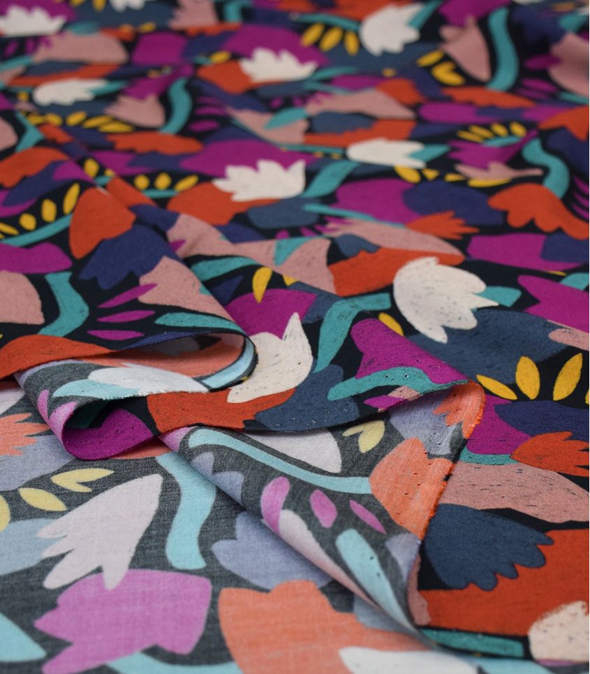 French Rayon Fabric in Night Blooms | Frankie Rose Fabrics